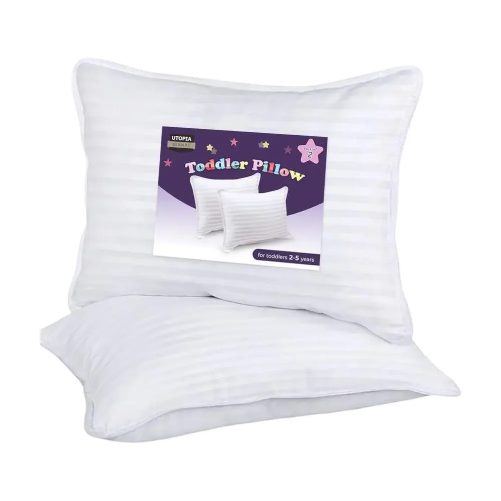 Toddler Pillow Set 2 Kids Pillows Sleep Travel Cot School 13x18 Cotton White New